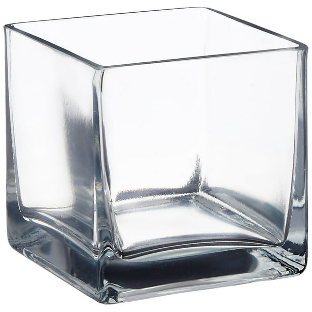 12 Pack 4 Inch Square Glass Vases Cube Vase 4" 4x4x4 Centerpiece Candle Holder 